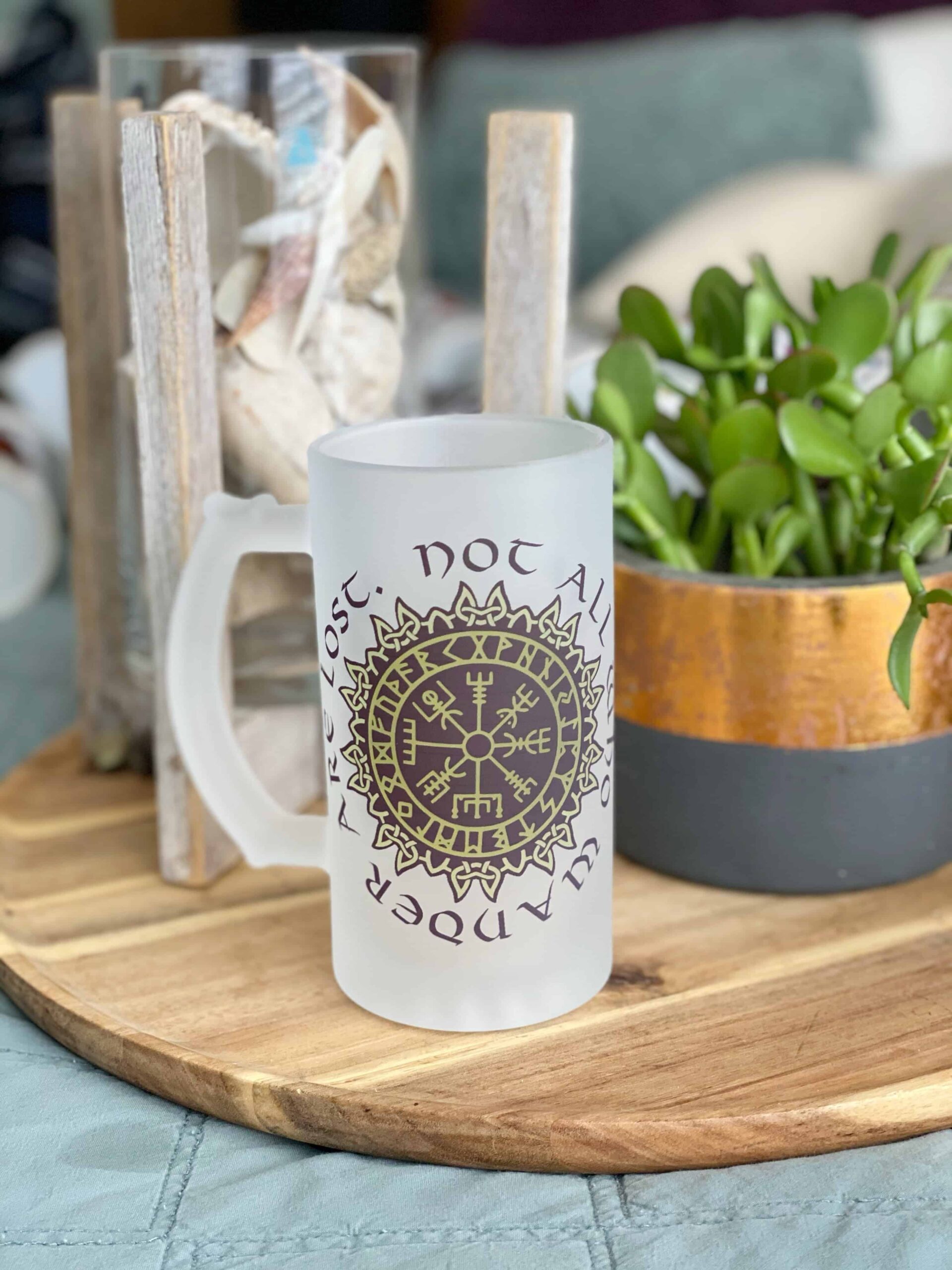 22BE4B34-88C6-4913-8864-585AD2B0B19A Vegvisir Nor all who wander are lost, mugs, steins & keyrings - Image 2