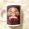 Soul of a witch, fire of a lioness, heart of a hippy & mouth of a sailor. Coffee mug or keyring The Soul of a witch, fire of a lioness, heart of a hippy & mouth of a sailor coffee mug or keyring features a meditating woman at sunset—an ideal hippie gift for those with wild hearts and bold spirits.