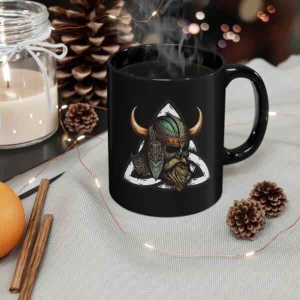 11oz Black  Viking Valnut Mug - Image 4