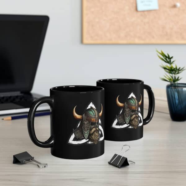 11oz Black  Viking Valnut Mug - Image 5