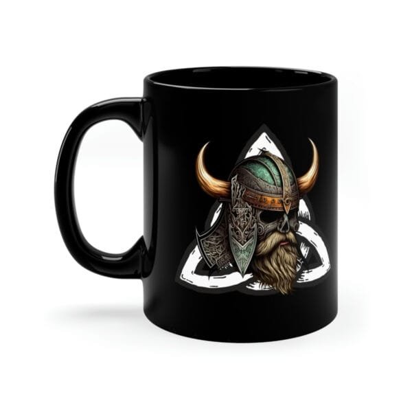 Viking head black coffee mug