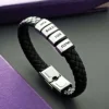 Personalised Black Leather Bracelet