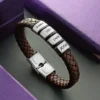 personalised brown leather bracelet
