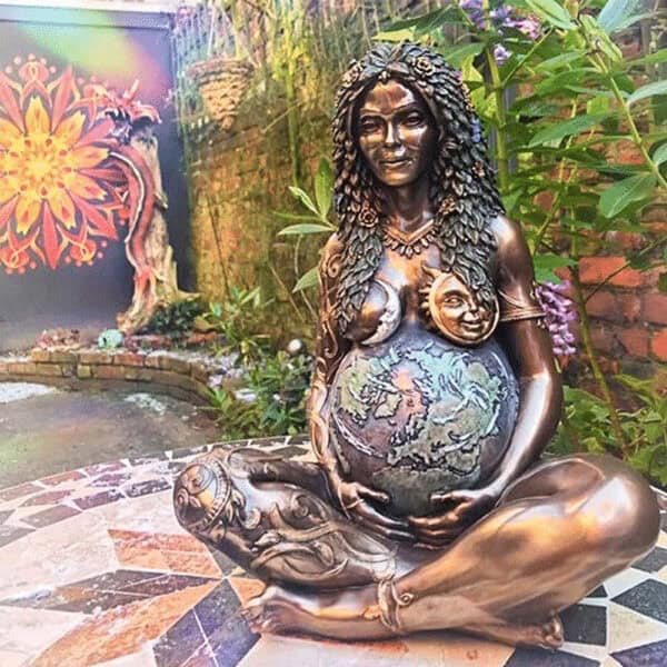 Custom Name Tree Of Life Stainless Steel Keychain Mother Earth Goddess Statue