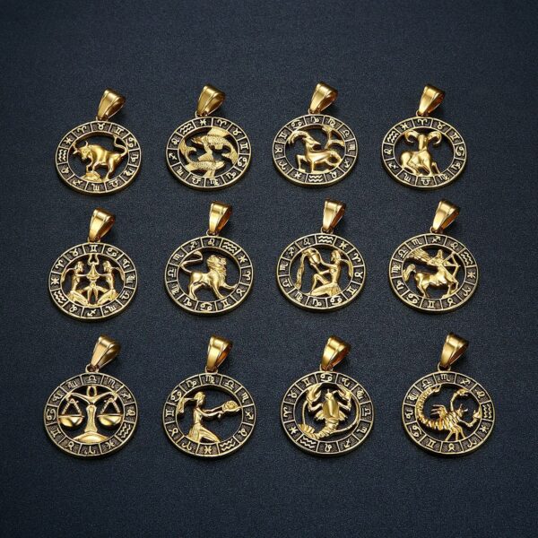 round gold zodiac necklace