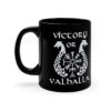 Victory or Valhalla Black Ceramic Mug Victory or Valhalla viking design dragon boat on a black ceramic mug