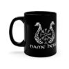 Personalised Dragon Boat Mug Black ceramic mug with viking dragon boat , with vegvisir