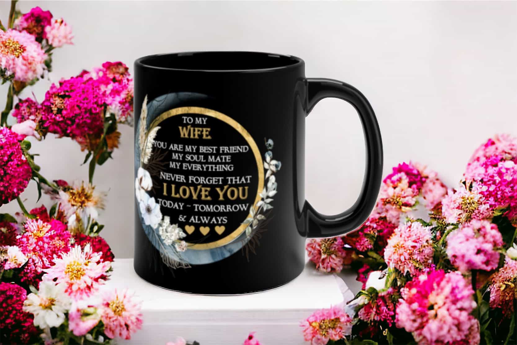 PhotoRoom_20231223_152619 To My Wife / Girlfriend Floral Moon Mug - Image 9