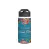 Floral Border Teal Wood Design Personalised Water Bottle floral and teal personlaised water bottle