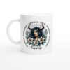 Taurus Horned Woman White 11oz Ceramic Mug Taurus horned woman with traits on a ceramic mug