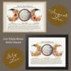 Birth Chart & Traits Leo Triple Moon Framed Print Two framed Birth Chart & Traits Leo Triple Moon prints feature vibrant floral and celestial designs, labeled July Leo and August Leo on brown circles, highlighting astrology symbols for a colorful zodiac-inspired display.