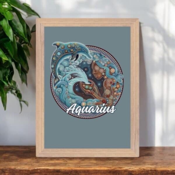 Aquarius Feminine Aboriginal Dot Art Wooden Framed Print