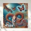 Aries Ram and Moth Aboriginal Astrology Dot Art Canvas traditional zodiac meet Aboriginal astrology with this Aboriginal Aries dot art of the Ram with a moth
