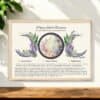 A framed Gemini Birth Chart and Traits Triple Moon print for Poppy Edith Brennan, with lavender & lily of the valley flowers. Features Sun in Gemini, Moon & Rising in Pisces. Download, print, or order framed; full natal chart reading optional.