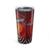 Aboriginal Art “Fly Free” 20oz Tumbler , Travel Mug, Gift for Nature Lovers, Custom Drinkware, Stylish Insulated Cup The Aboriginal Art “Fly Free” 20oz Tumbler is a stylish insulated travel mug featuring a vibrant bird-in-flight dot painting—an ideal custom gift for nature lovers.