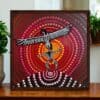 Fly Free - Aboriginal Dot Art Wooden Framed Print featuring an Eagle and man in traditional Aboriginal Colours Il Fullxfull.7008544347 F8mn 100x100