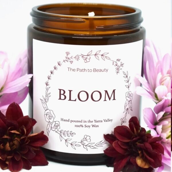 Hibiscus & Lime, Botanical Infused Soy Candle BLOOM Botanical Soy Candle – Goddess Energy, Joy & Heart Awakening