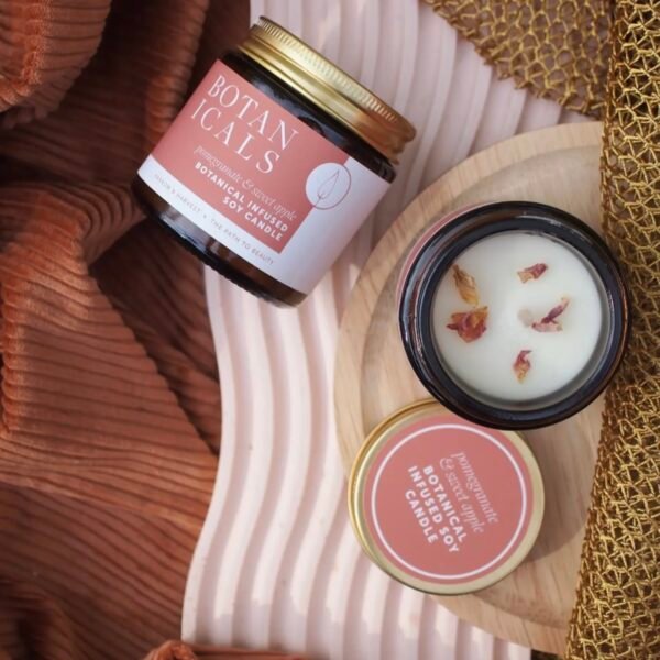 Pomegranate, Apple & Mint Botanical Soy Candle – Goddess Energy, Renewal & Sweet Abundance