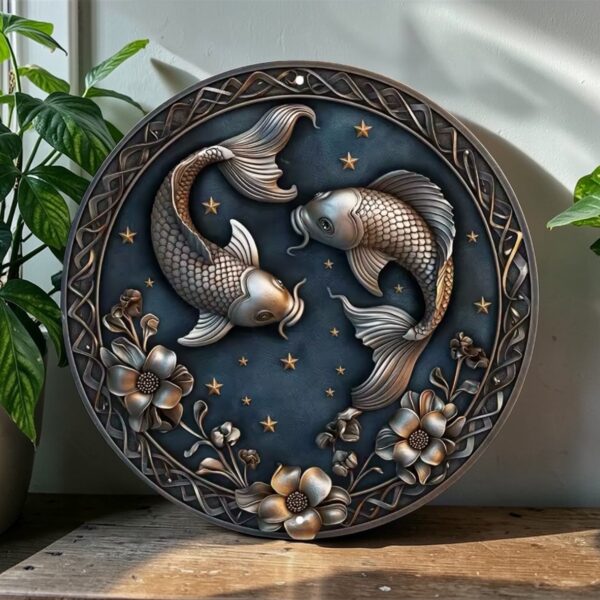 Pisces Fish Metal Wall Sign – Aluminium Zodiac Décor 20x20cm