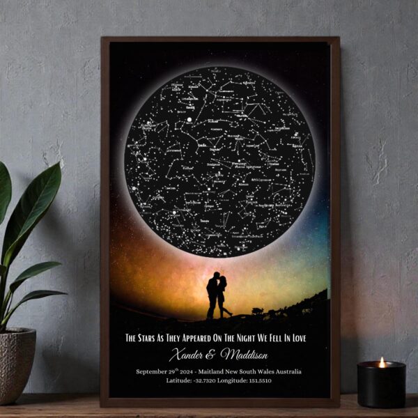 Custom Star Map Night Sky Print for Couples