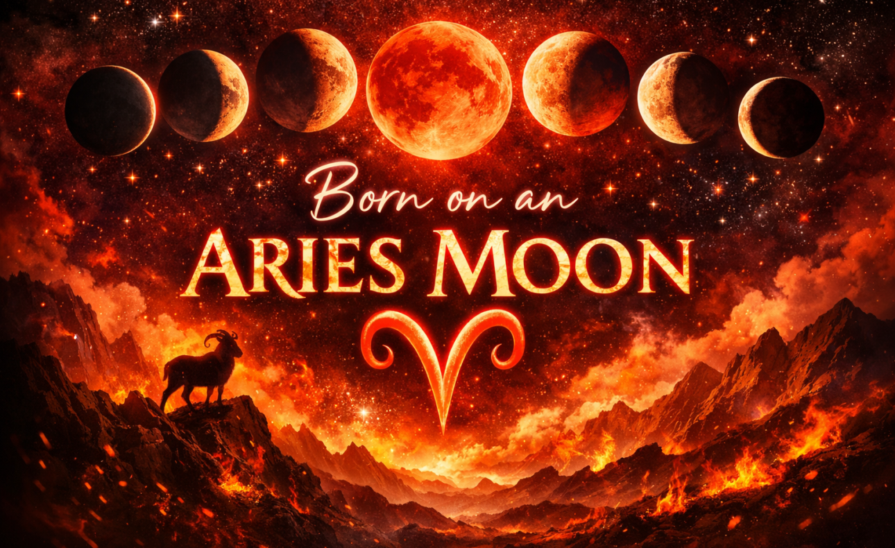 Born on an Aries Moon. Fire sky with Aries ram and symbol