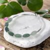 925 sterling silver bracelet with oval green jade beads on a white rock, Taurus, Virgo & Libra or heart chakra crystal jewellery, adjustable jade bracelet gift boxed