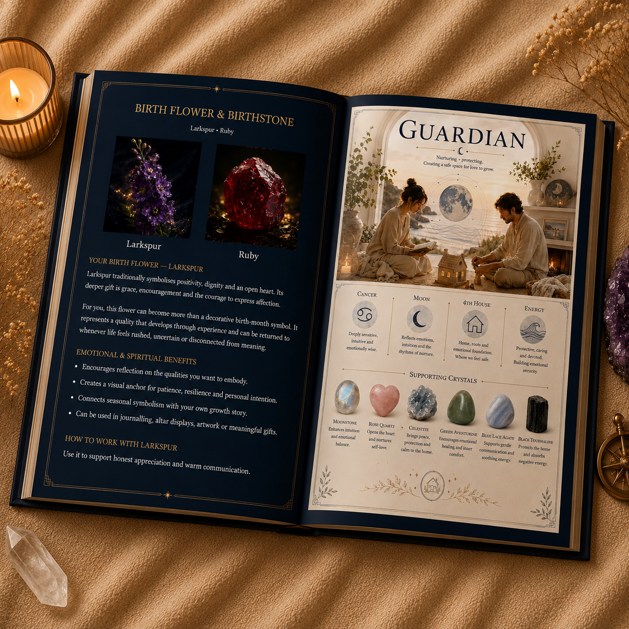 6fdc3401 d560 438a 81de dc15eb900ad1 Open book about birth flowers and stones