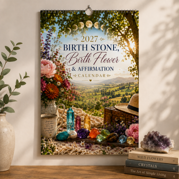 2027 birth ston, flower and affirmation calendar