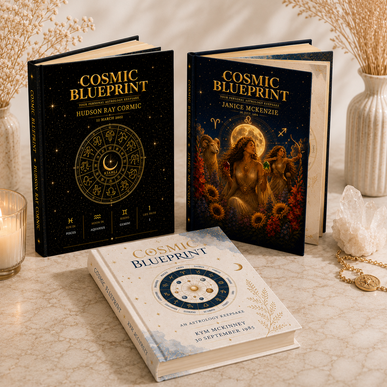 deluxe personalised astrology book 3 cover options