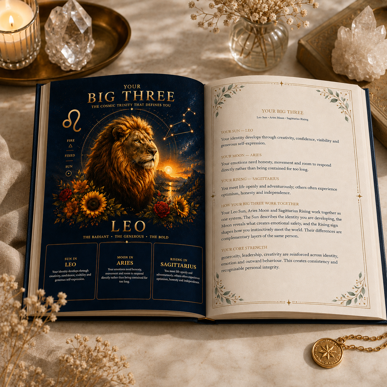 Deluxe Cosmic Blueprint Big Three astrology pages