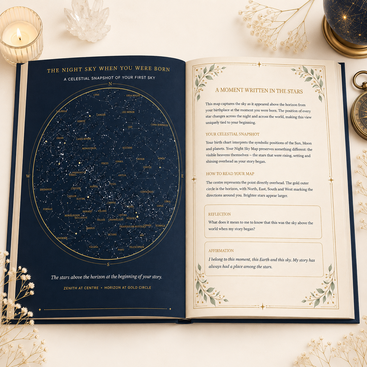 Deluxe Cosmic Blueprint personalised night sky map pages