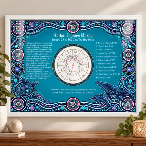 Home Personalised Aboriginal Birth Chart Print |Ocean Astrology Wall Art